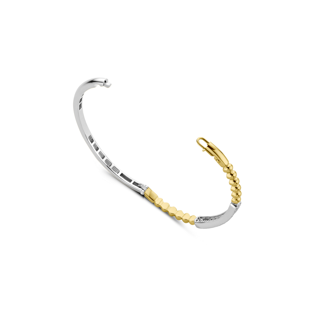 TI SENTO 23044ZY Silver, Gold-plate Zirconia Bangle Bracelet l 7 inches