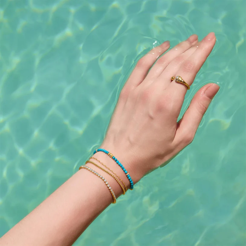 ANIA HAIE Sterling Silver, Gold-Plate Textured Chain Bracelet
