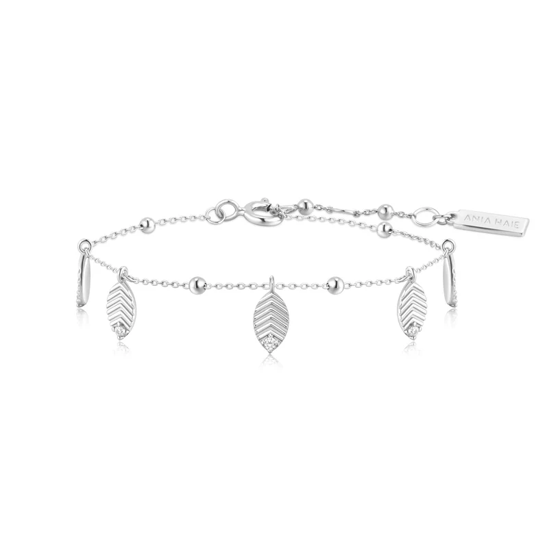 ANIA HAIE Sterling Silver Zirconia Leaf Staton Bracelet