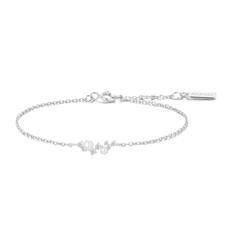 ANIA HAIE Sterling Silver Shell Pearl and Zirconia Cluster Bracelet