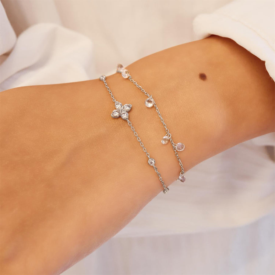 ANIA HAIE Sterling Silver Sparkling Zirconia Droplet Station Bracelet l 7.25 inches