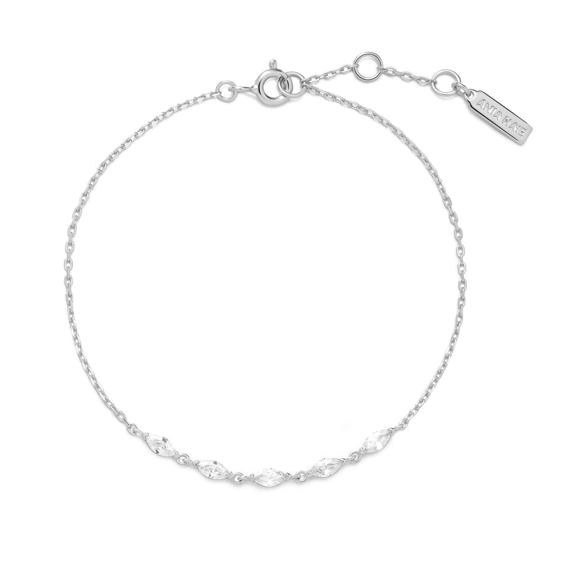 ANIA HAIE Sterling Silver Zirconia Quintet Marquise Bracelet l 7.25 inches