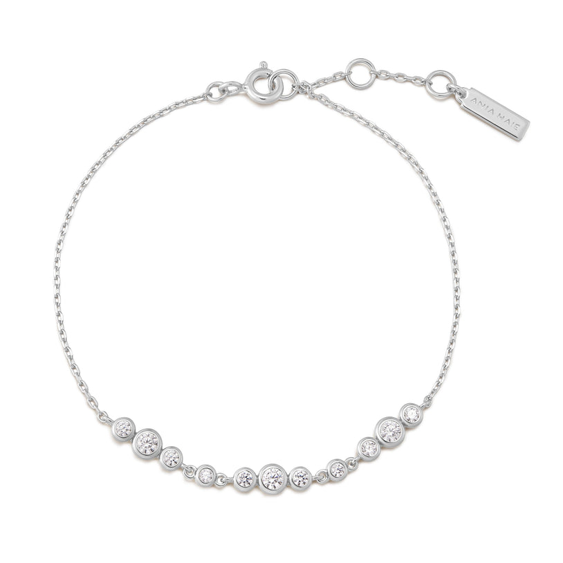 ANIA HAIE Sterling Silver and Graduated Bezel-set Zirconia Trios Bracelet l 7.25 inches