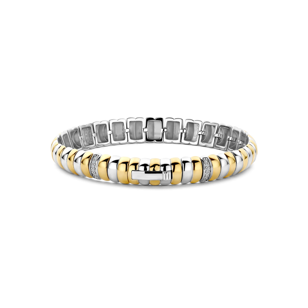 TI SENTO Sterling Silver, Gold-Plate Zirconia Bracelet l Large