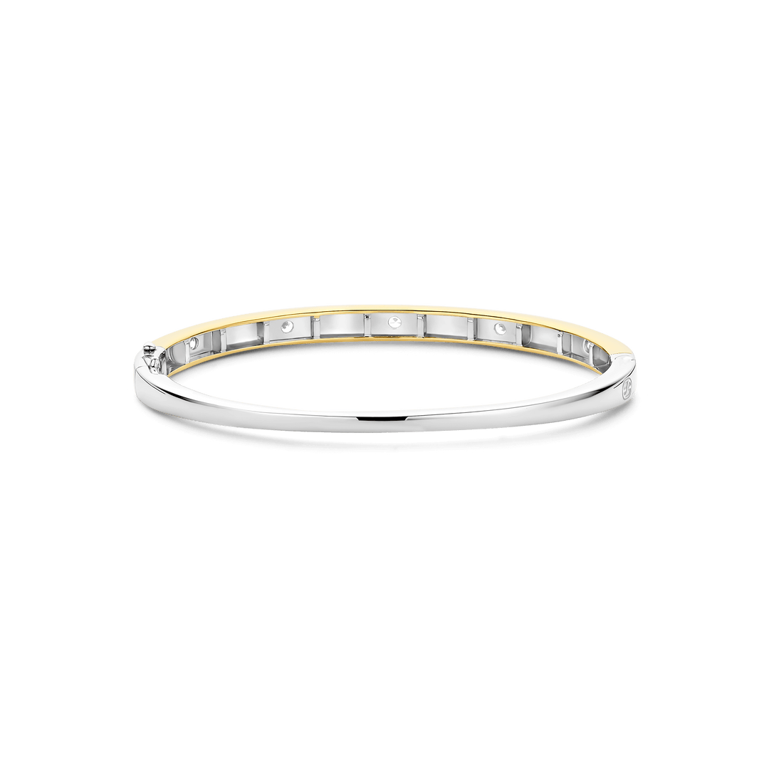 Sterling Silver and 18k Gold Vermeil Classic Zirconia Bangle Bracelet l TI SENTO