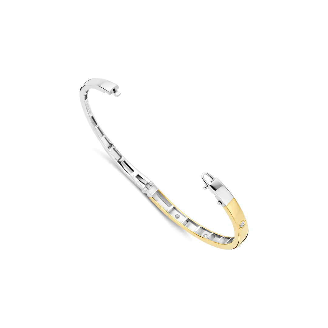 Sterling Silver and 18k Gold Vermeil Classic Zirconia Bangle Bracelet l TI SENTO