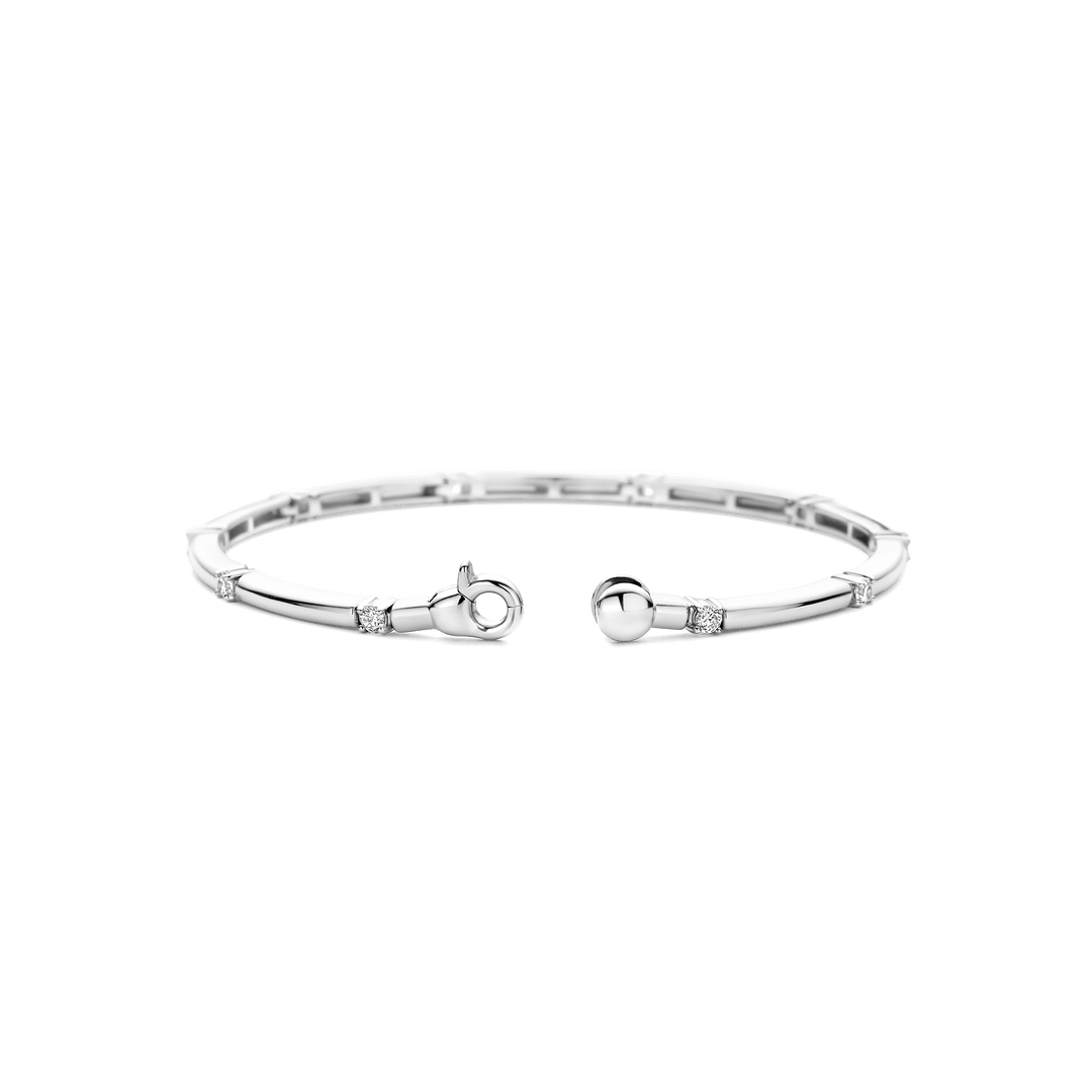 Sterling Silver Classic Rectangular Zirconia Bracelet