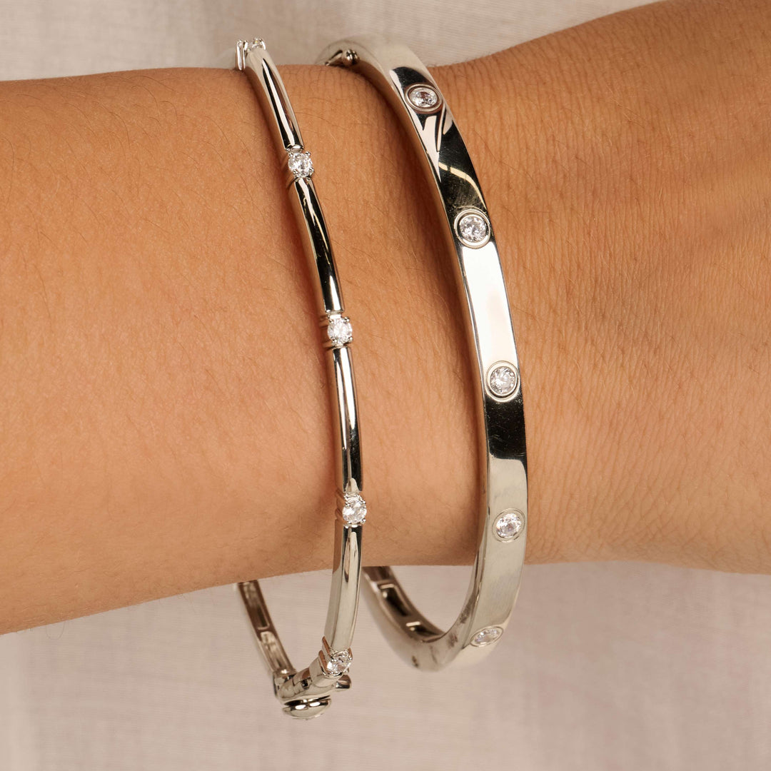 Sterling Silver Classic Rectangular Zirconia Bracelet