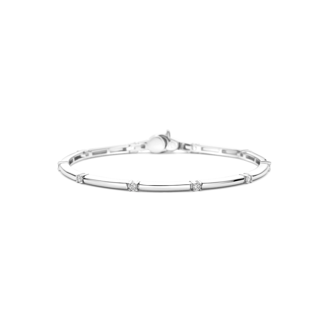 Sterling Silver Classic Rectangular Zirconia Bracelet
