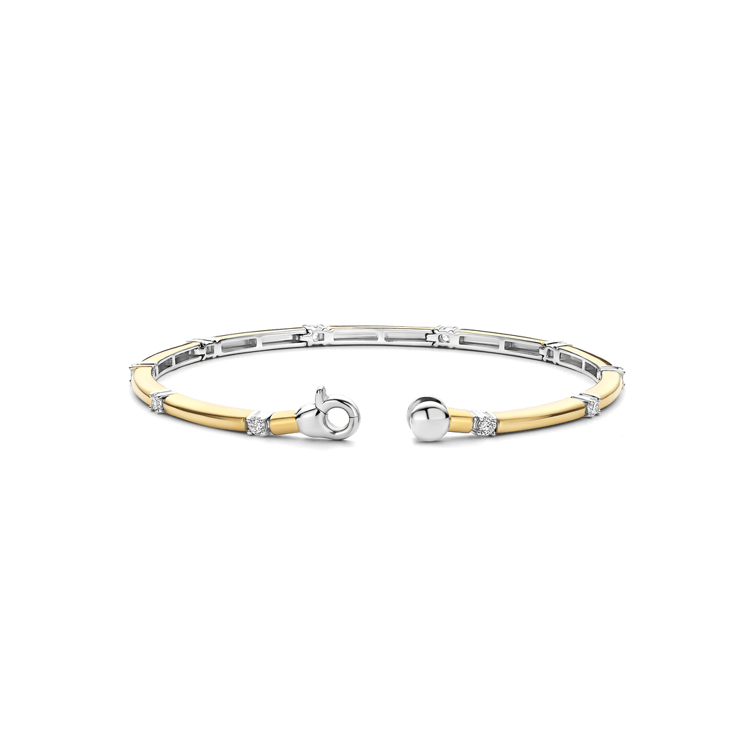 Sterling Silver and 18k Gold Vermeil Classic Zirconia Rectangle Bracelet l TI SENTO