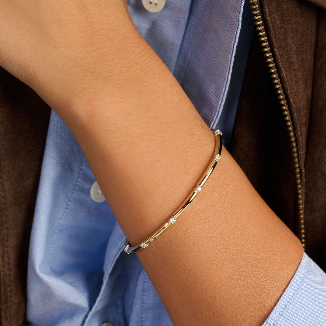 Sterling Silver and 18k Gold Vermeil Classic Zirconia Rectangle Bracelet l TI SENTO