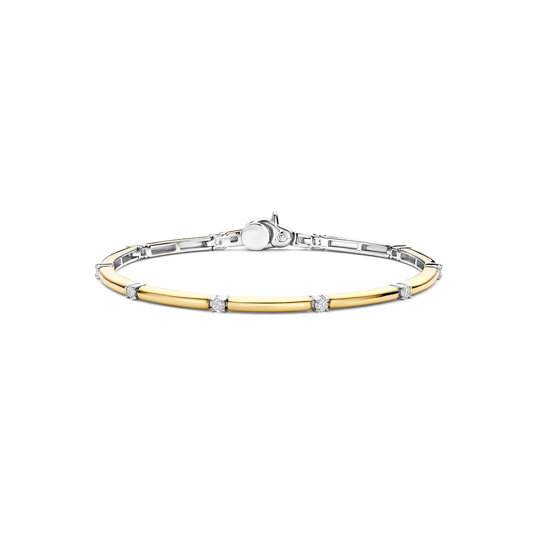 Sterling Silver and 18k Gold Vermeil Classic Zirconia Rectangle Bracelet l TI SENTO