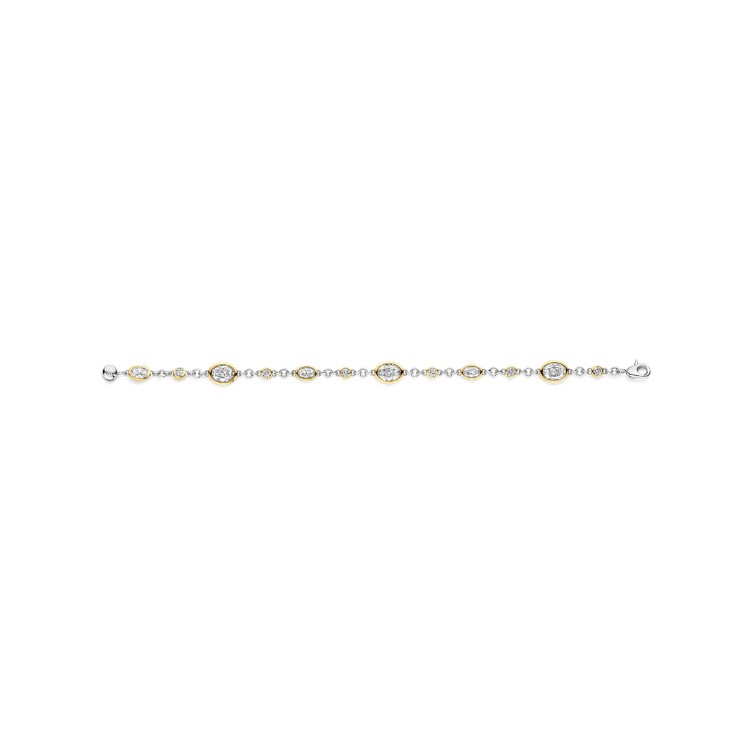 Sterling Silver and 18k Gold Vermeil Oval Zirconia Bracelet l TI SENTO