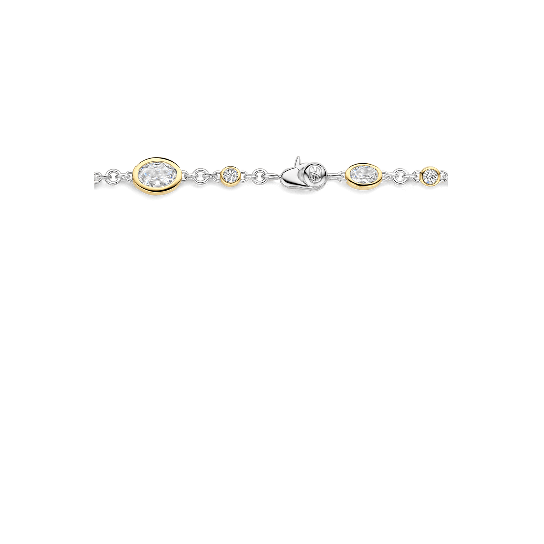 Sterling Silver and 18k Gold Vermeil Oval Zirconia Bracelet l TI SENTO