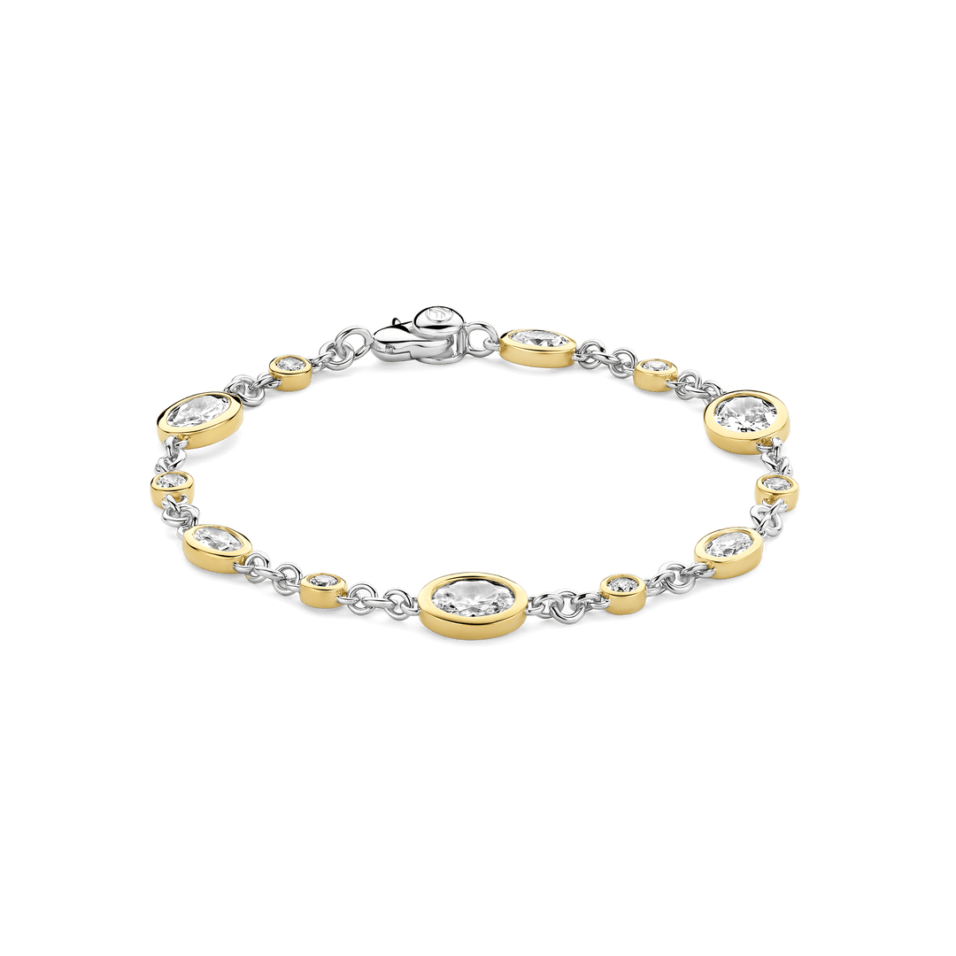 Sterling Silver and 18k Gold Vermeil Oval Zirconia Bracelet l TI SENTO
