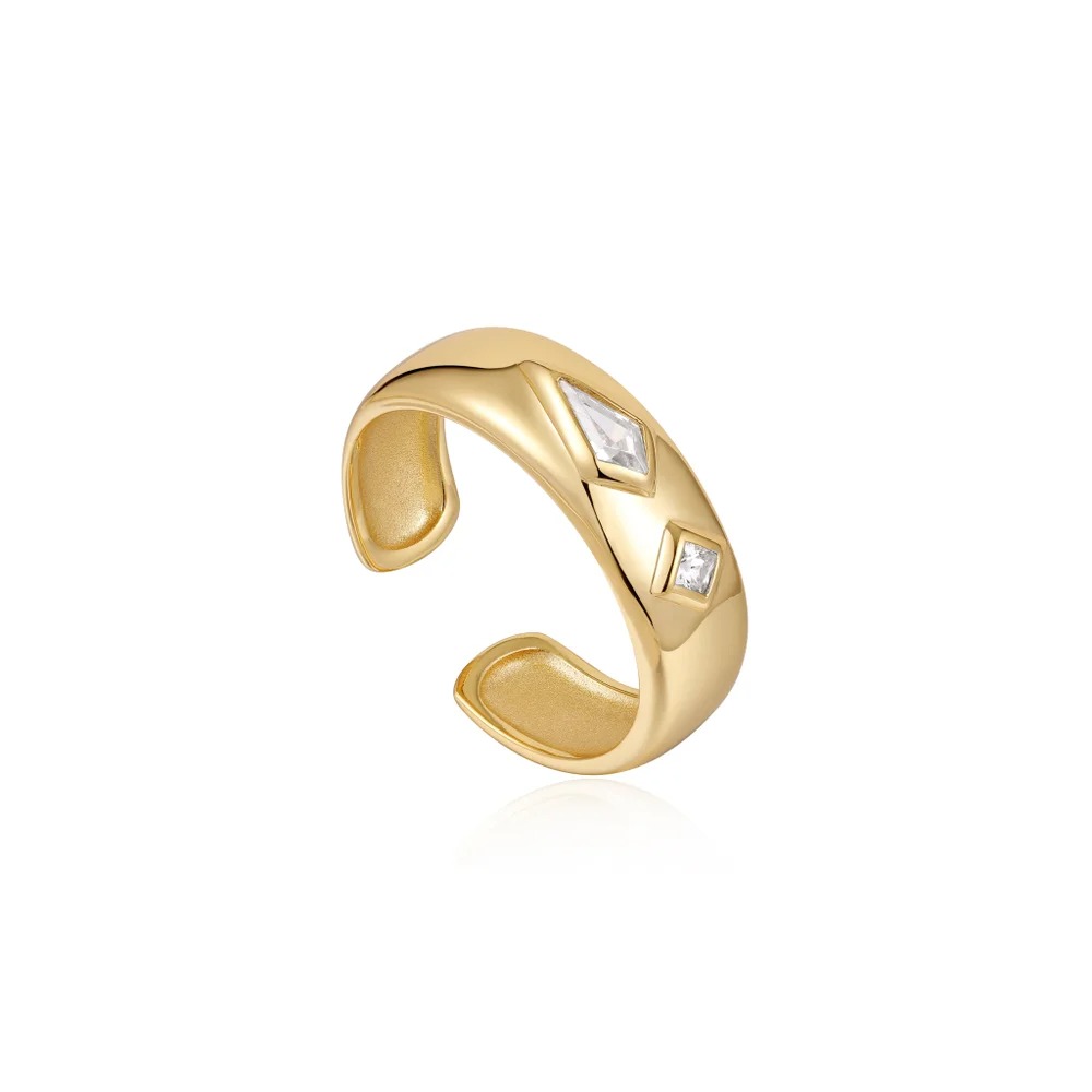 ANIA HAIE Gold Sparkle Emblem Thick Band Ring