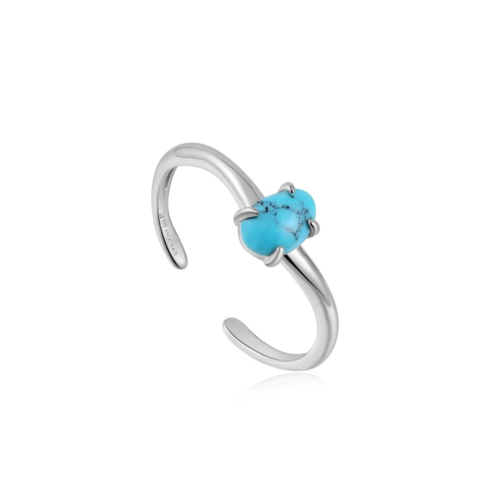 ANIA HAIE Silver Turquoise Wave Adjustable Ring