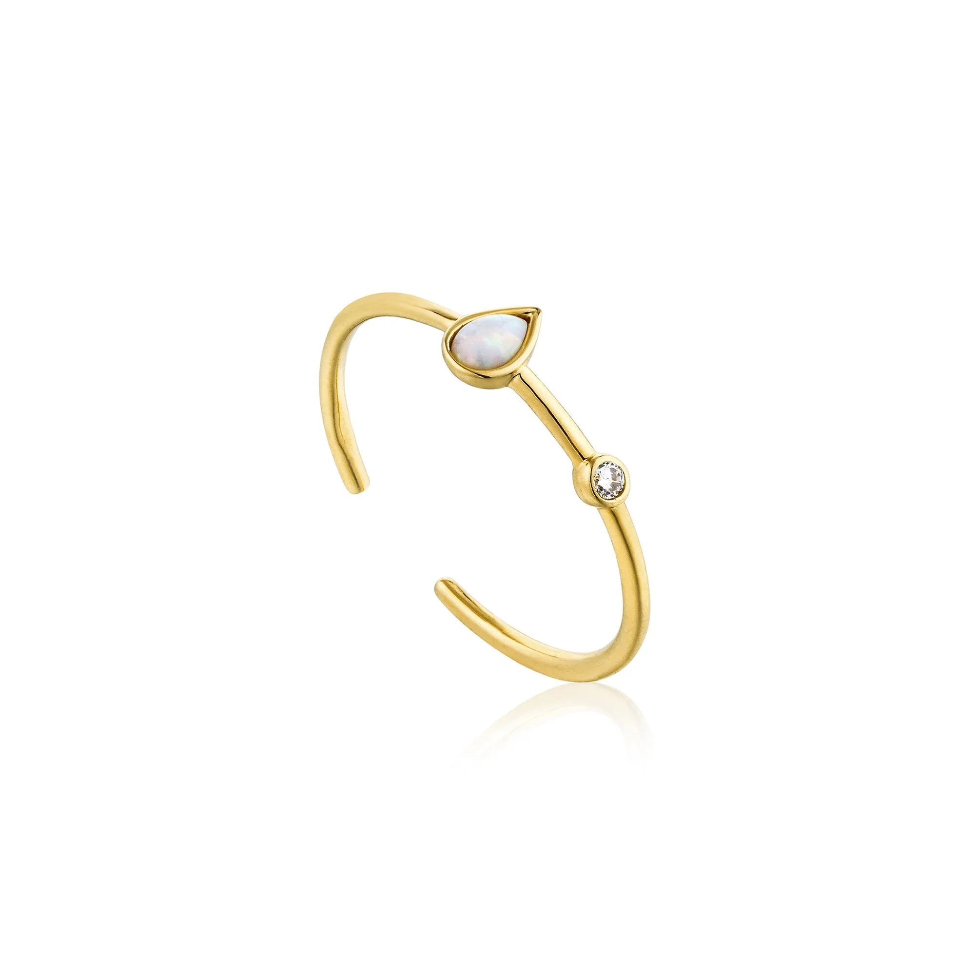 ANIA HAIE Opal Color Raindrop Adjustable Ring, Gold-Plated
