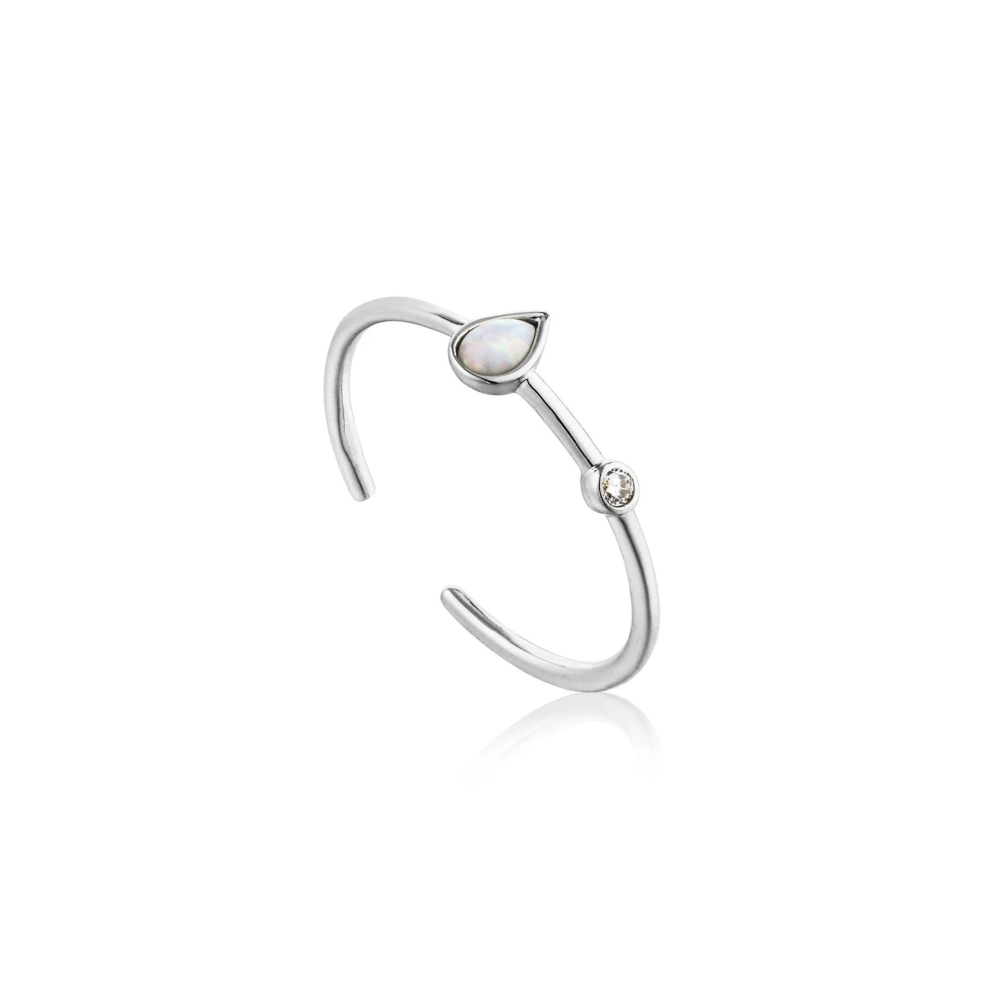 ANIA HAIE Silver Opal Color Raindrop Adjustable Ring