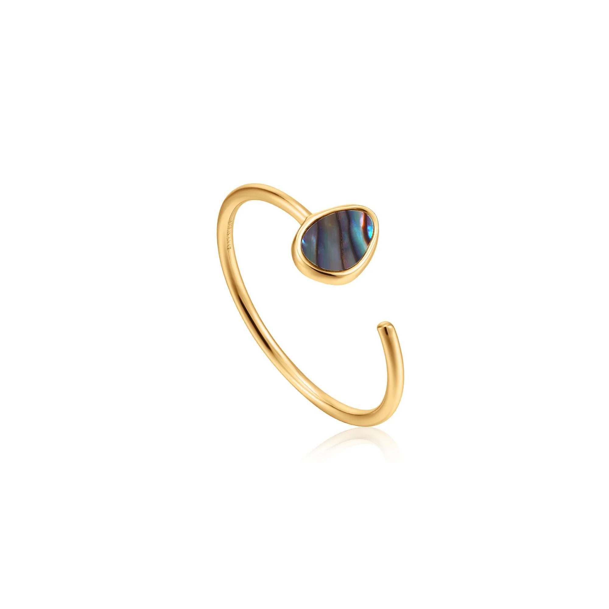 ANIA HAIE Tidal Abalone Adjustable Ring, Gold-Plated