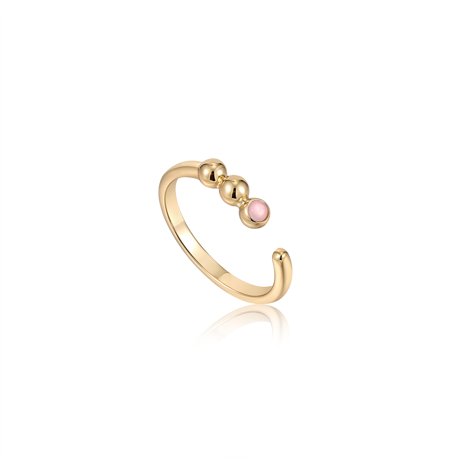 ANIA HAIE Orb Rose Quartz Adjustable Ring, Gold-plate