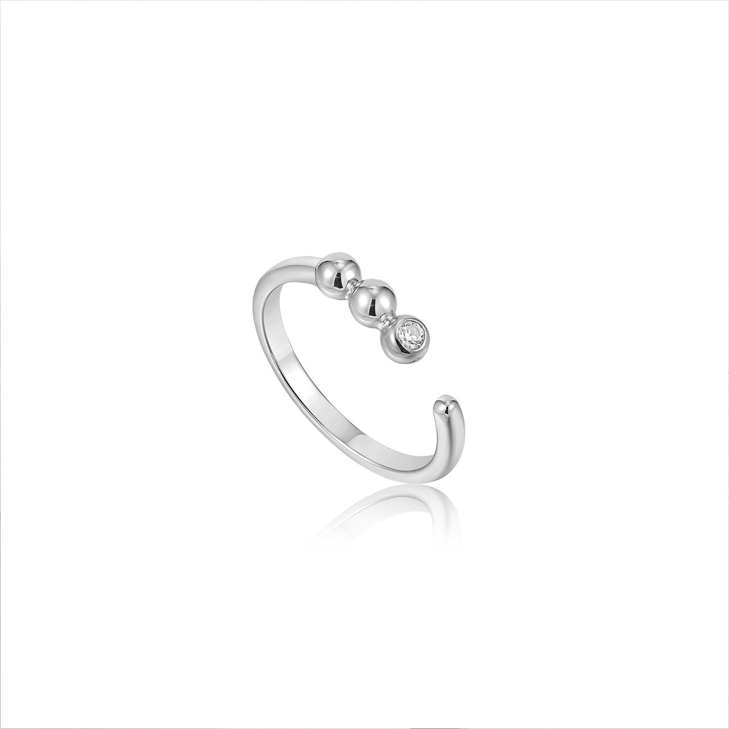 ANIA HAIE Silver Zirconia Orb Sparkle Adjustable Ring
