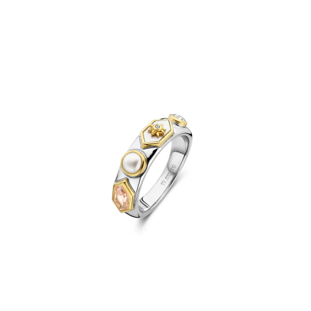 Silver Gold-plated Stackable Ring with Stones l TI SENTO Ring 12314NU