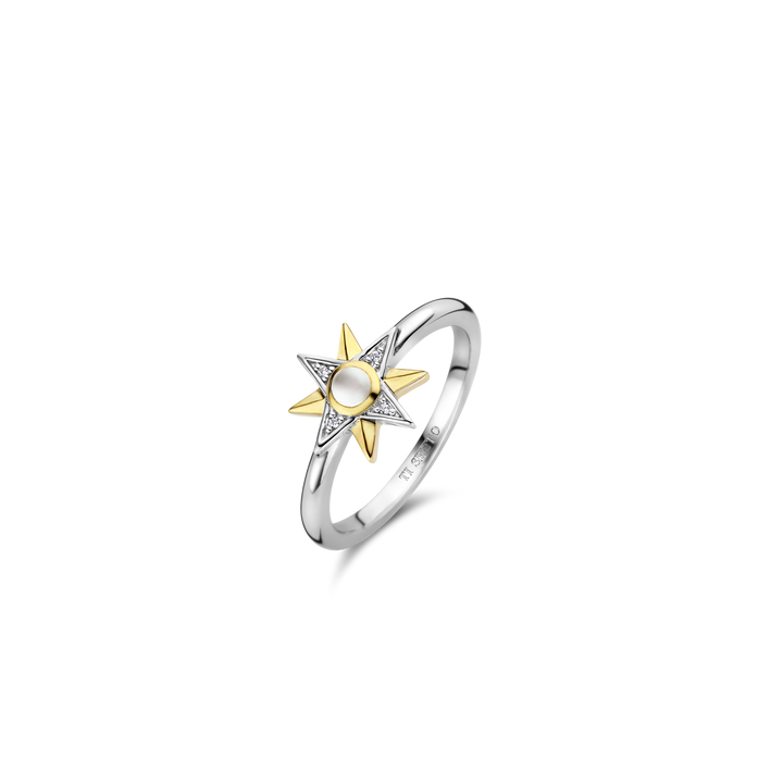 Sterling Gold-Plated Mother of Pearl Starburst Ring l TI SENTO Ring 12302MW