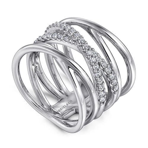 Sterling Silver Layered Multi Row White Sapphire Ring l Size 6 1/2