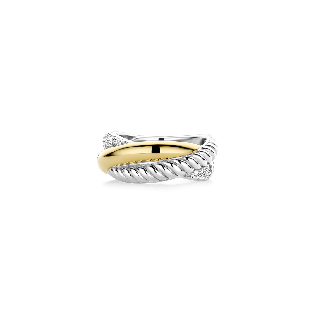TI SENTO 1973ZY Silver and Gold-plated Ring l Size 7.75