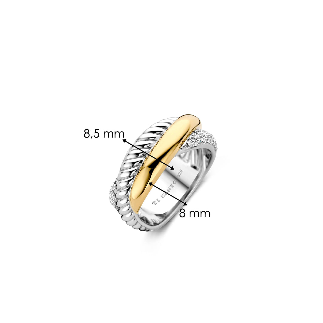 TI SENTO 1973ZY Silver and Gold-plated Ring l Size 7.75