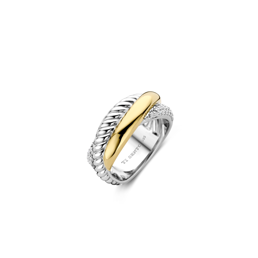 TI SENTO 1973ZY Silver and Gold-plated Ring l Size 7.75
