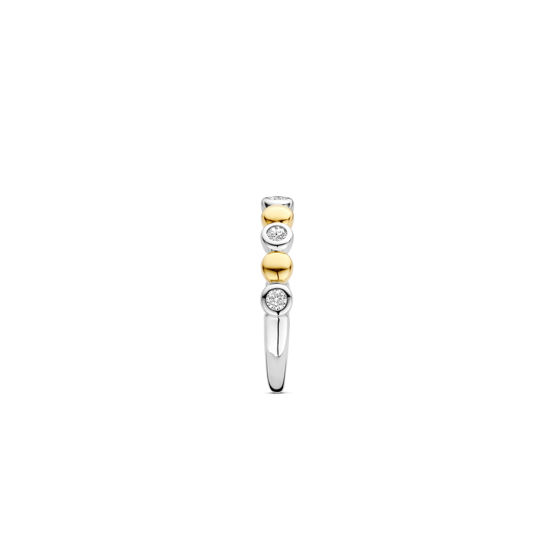 TI SENTO 12365ZY Sterling, Gold-plate Zirconia Ring l Size 8 1/4
