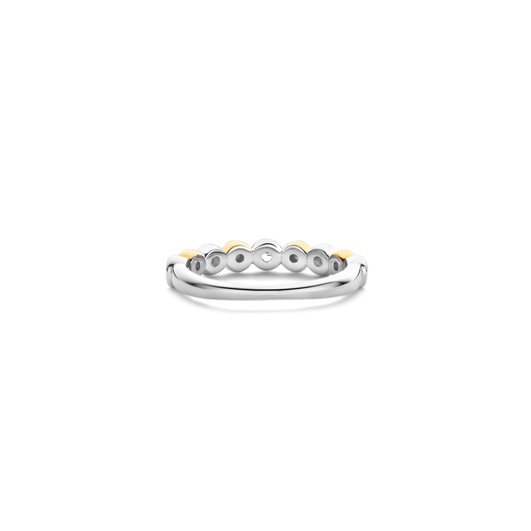 TI SENTO 12365ZY Sterling, Gold-plate Zirconia Ring l Size 8 1/4