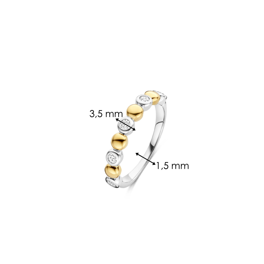 TI SENTO 12365ZY Sterling, Gold-plate Zirconia Ring l Size 8 1/4