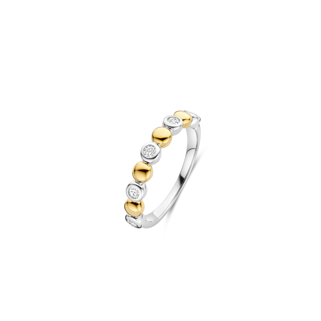 TI SENTO 12365ZY Sterling, Gold-plate Zirconia Ring l Size 8 1/4