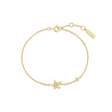 ANIA HAIE Sterling Silver, Gold-plate Zirconia Sparkling Star Bracelet l 7 1/4 inches