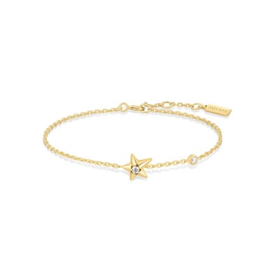 ANIA HAIE Sterling Silver, Gold-plate Zirconia Sparkling Star Bracelet l 7 1/4 inches