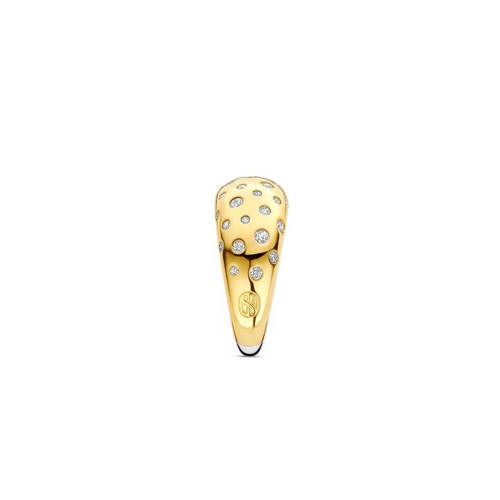 TI SENTO Sterling, Gold-plate Zirconia Ring l Size 8 1/2