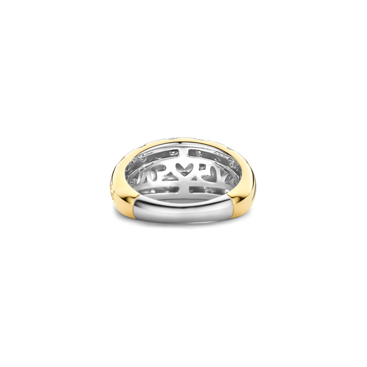 TI SENTO Sterling, Gold-plate Zirconia Ring l Size 8 1/2