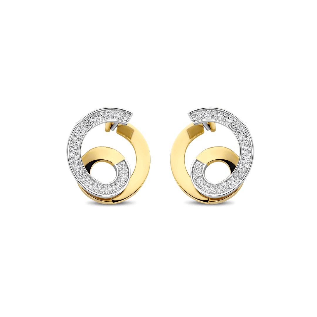 TI SENTO Sterling Silver, Gold-plate Zirconia Circle Stud Earrings