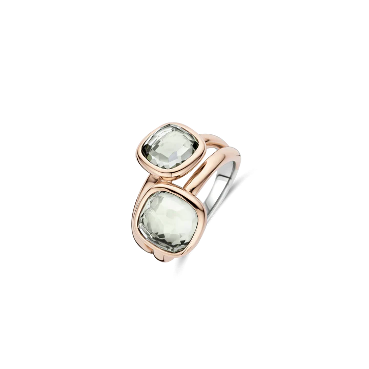TI SENTO 18k Gold Vermeil and Sterling Silver Double Cushion Ring l 7.75