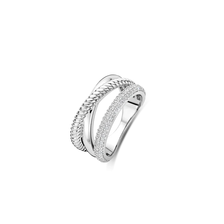 TI SENTO Sterling Silver Zirconia Structure Ring - M model l 8 1/2