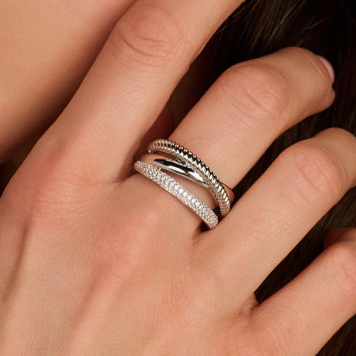 TI SENTO Sterling Silver Zirconia Structure Ring - M model l 8 1/2