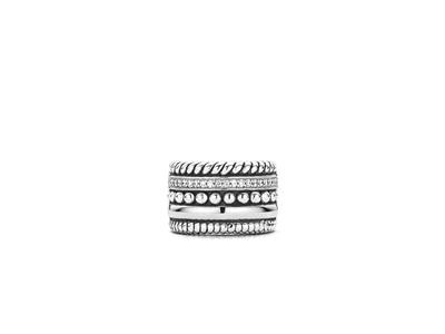 TI SENTO Sterling Silver Zirconia Structure Ring L Model -7 3/4