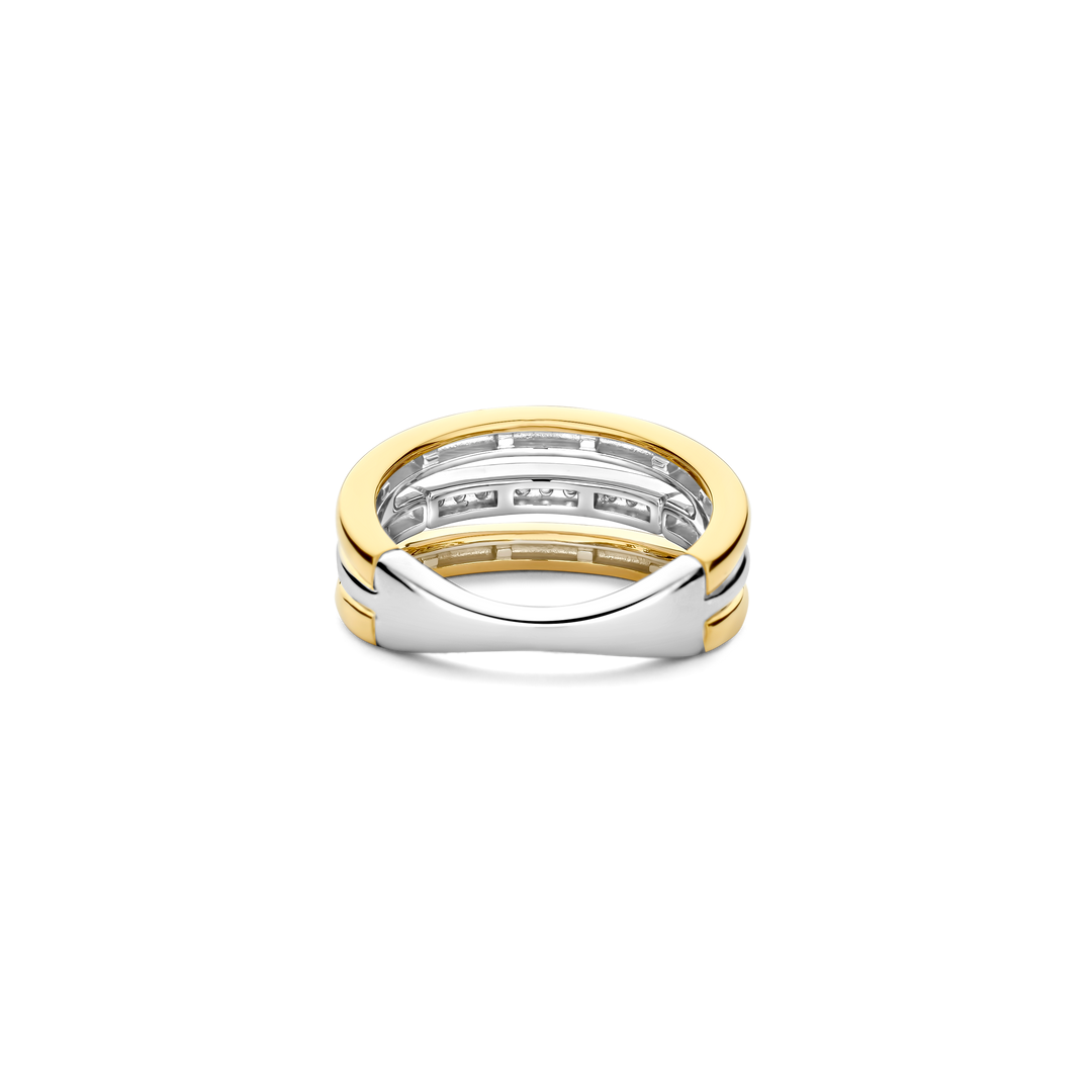 TI SENTO Sterling Silver and 18k Gold Vermeil Zirconia Band Ring l Size 9