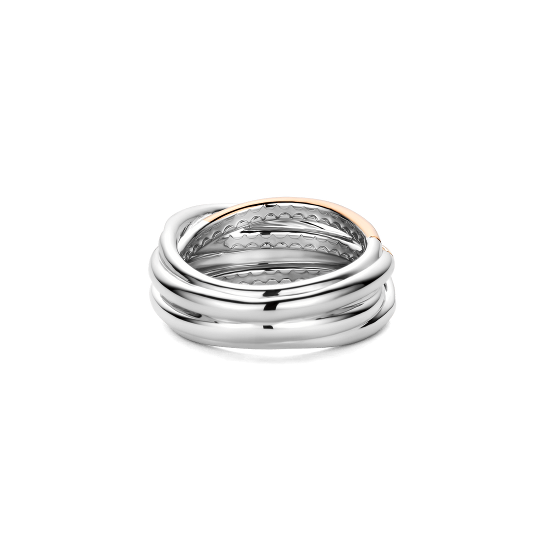 TI SENTO Sterling Silver, Gold-Plate Zirconia Tri Color Band Ring l Size 7