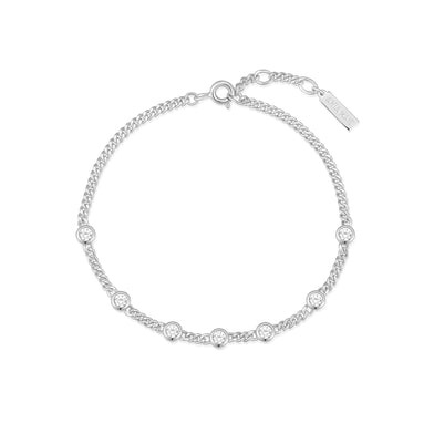 ANIA HAIE Sterling Silver Zirconia Station Chain Bracelet l 7 1/4 inches