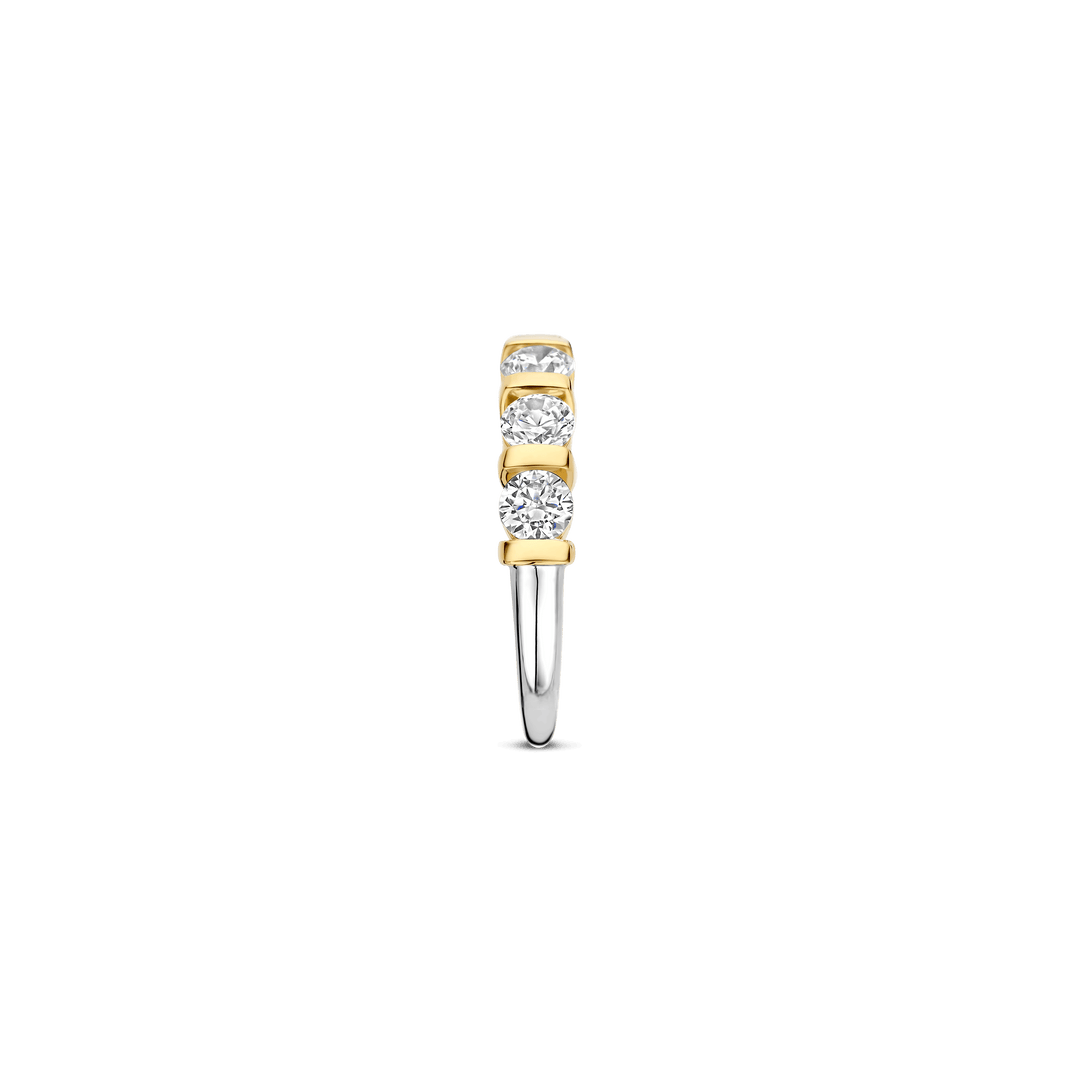 Sterling Silver and 18k Gold Vermeil Zirconia Tennis Band Ring l TI SENTO