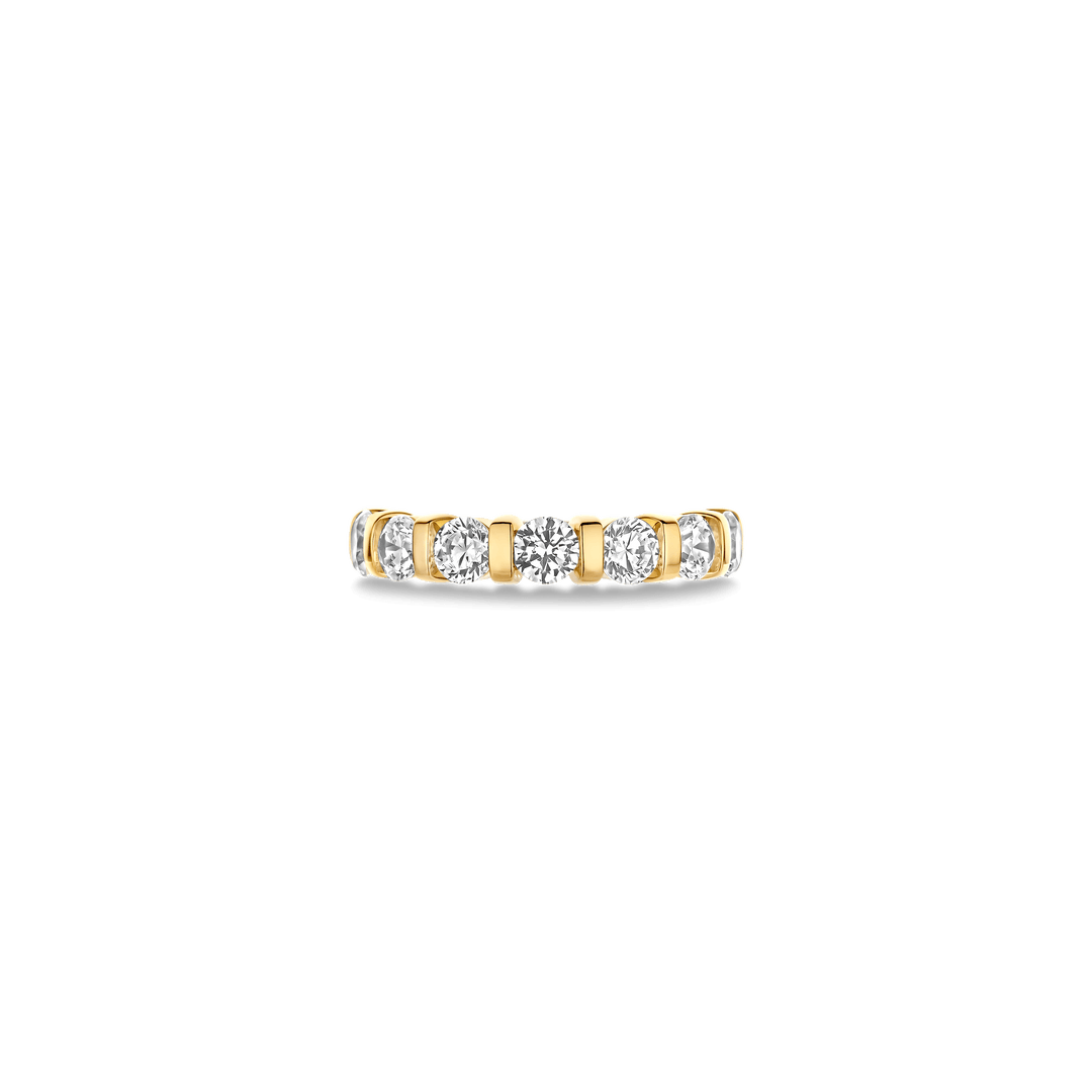 Sterling Silver and 18k Gold Vermeil Zirconia Tennis Band Ring l TI SENTO